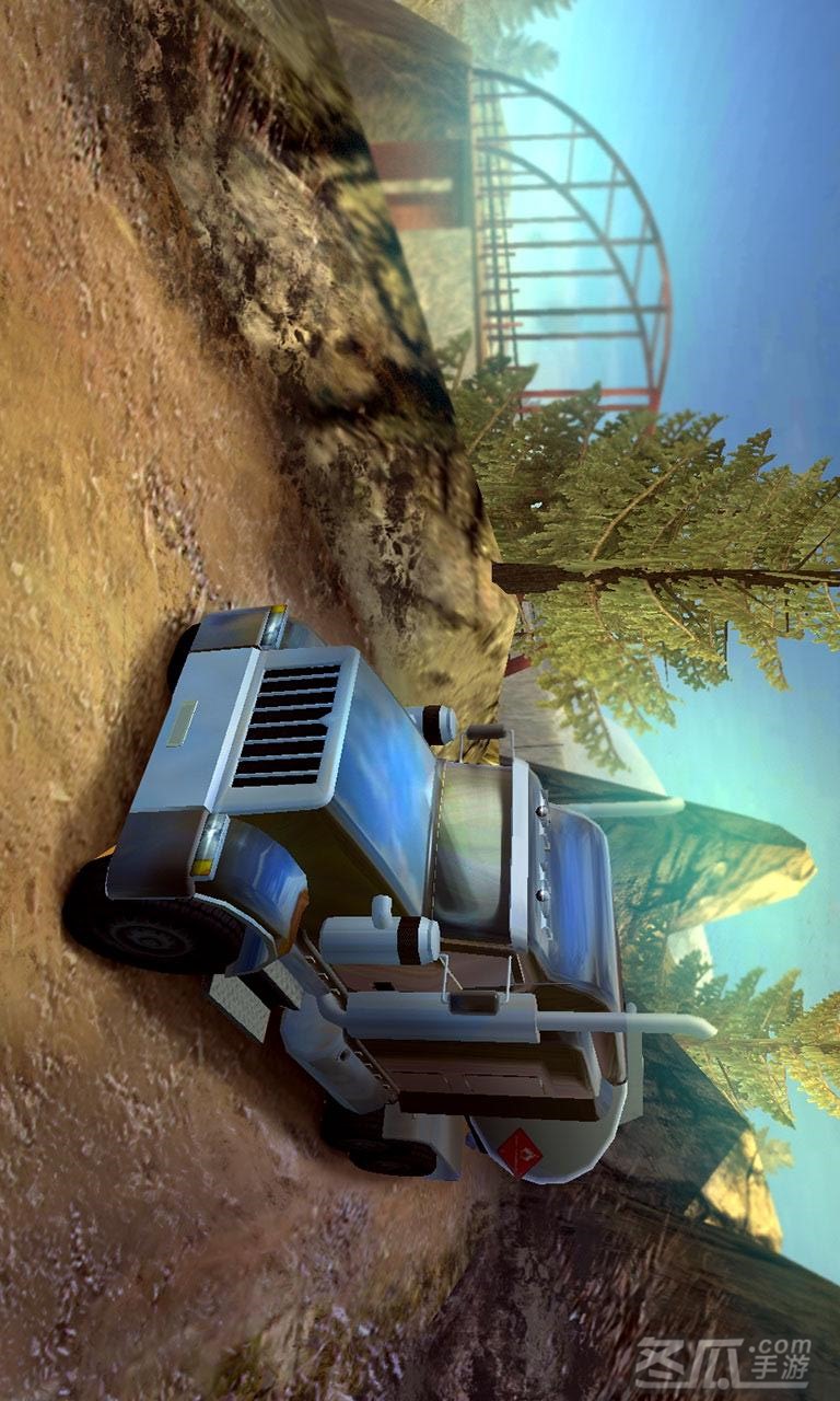 Uphill oil truck driving 3D